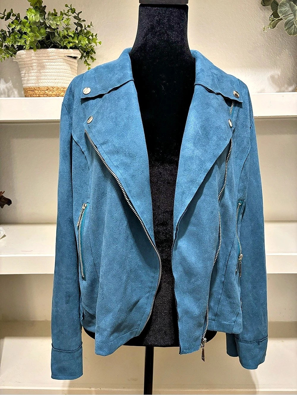 Blue Moto Jacket Size XL Like New
